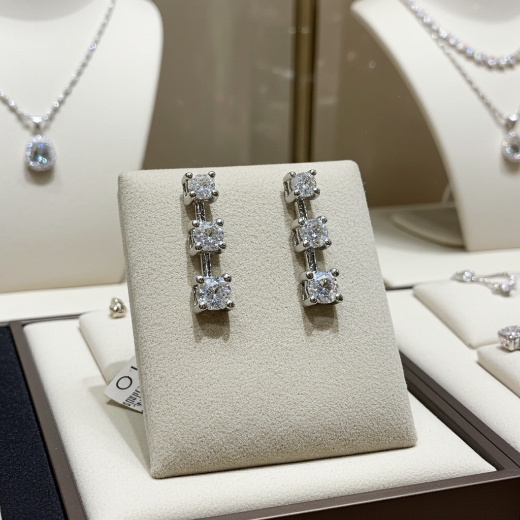 Orecchini punto luce trilogy in oro bianco e diamanti naturali 1.20ct