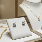 orecchini punto luce in  oro bianco 18k e 2 diamanti naturali 0,90ct