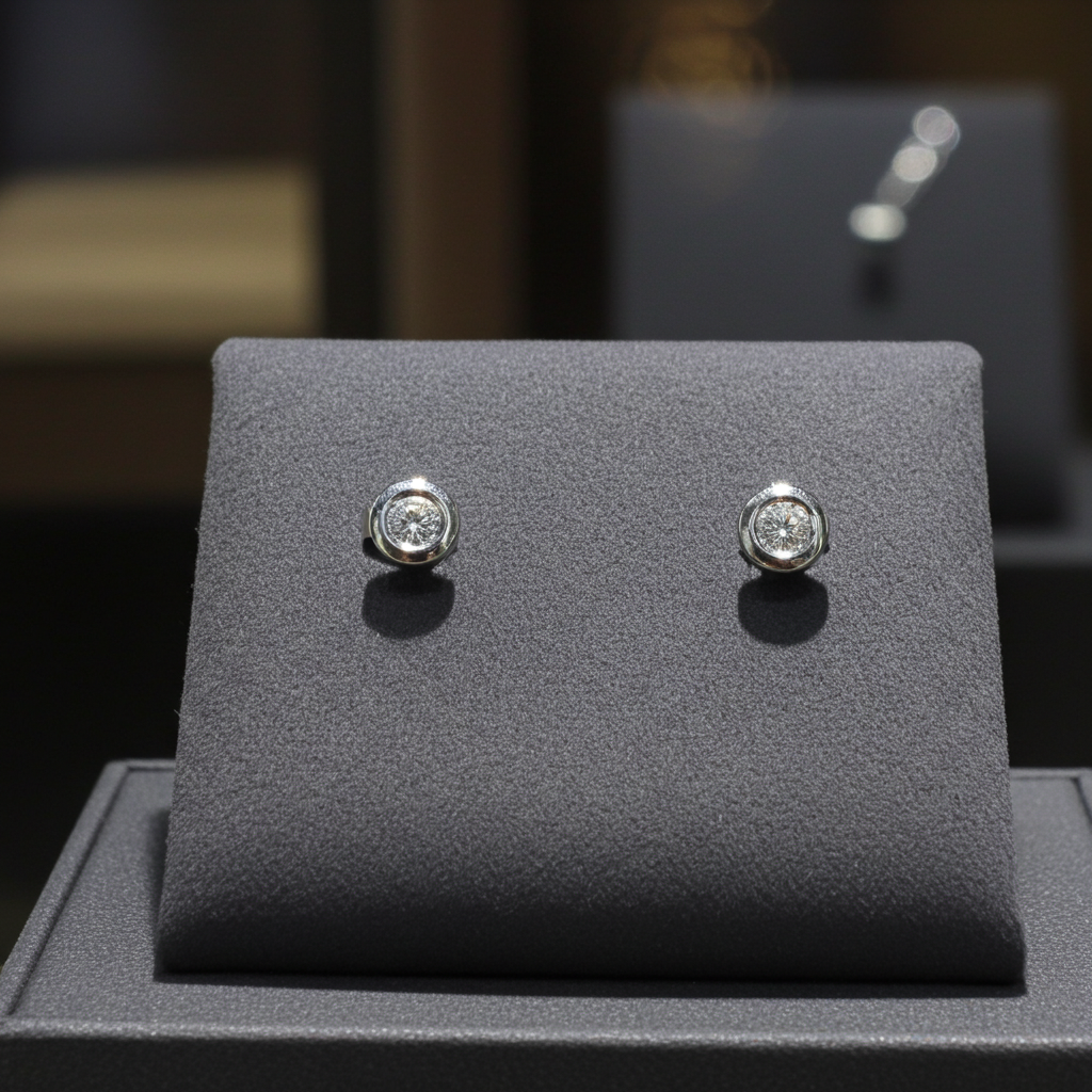 orecchini punto luce a cipollina in oro bianco 18k e 2 diamante naturali 0,30 ct
