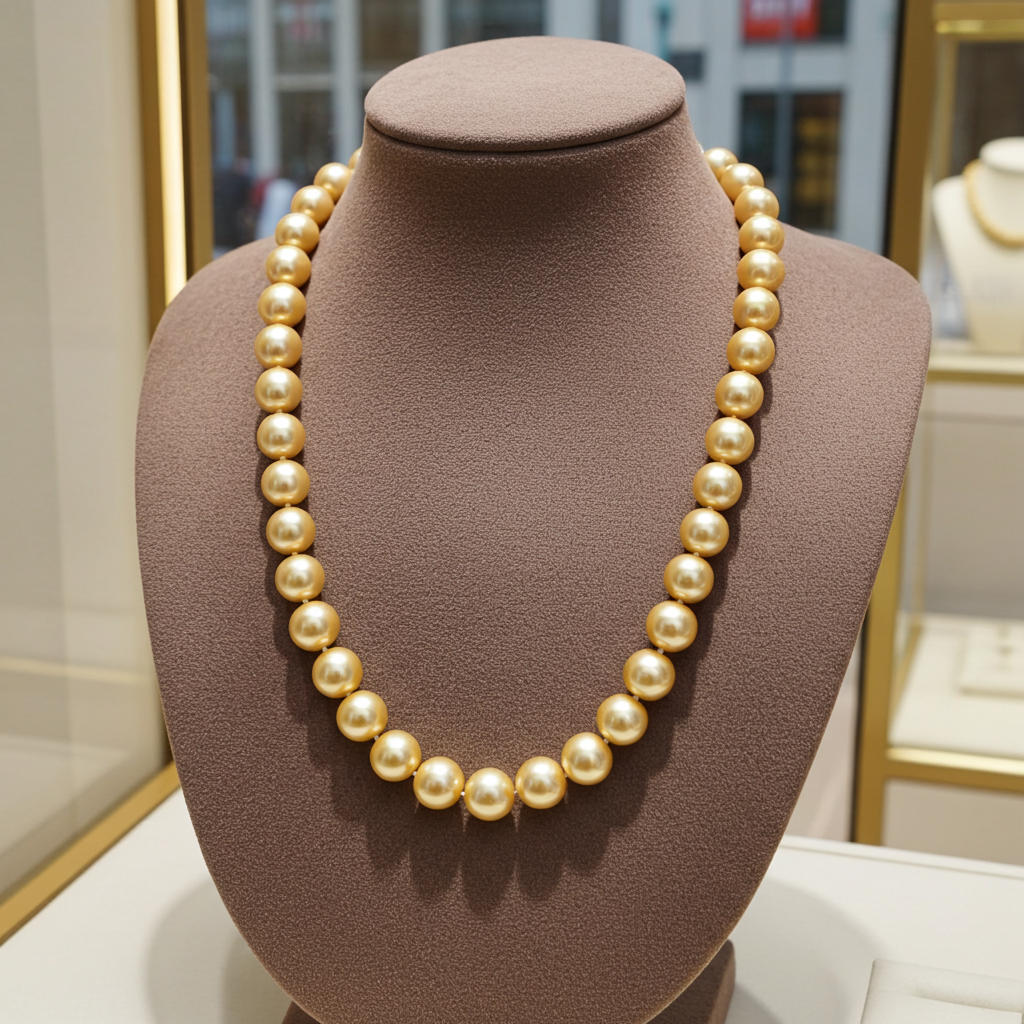 collana con oro giallo 18k e 1 fila di perla naturale australiane  38 cm