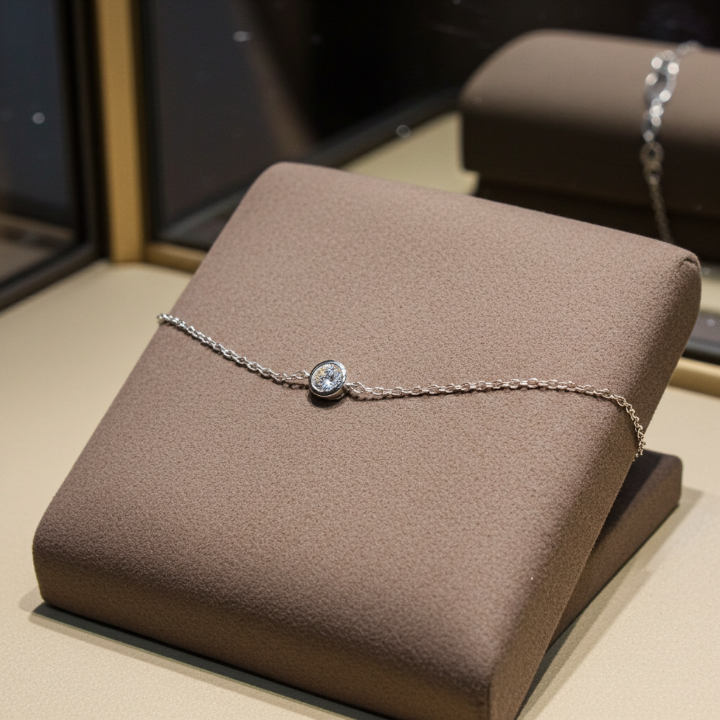 bracciale in oro bianco 18k e 1 diamante natural centrale 0,20ct