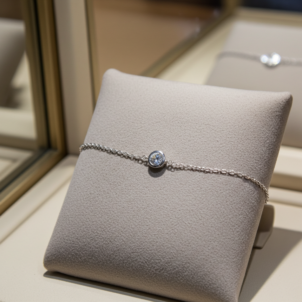 bracciale in oro bianco 18k e 1  diamante natural centrale 0,10ct