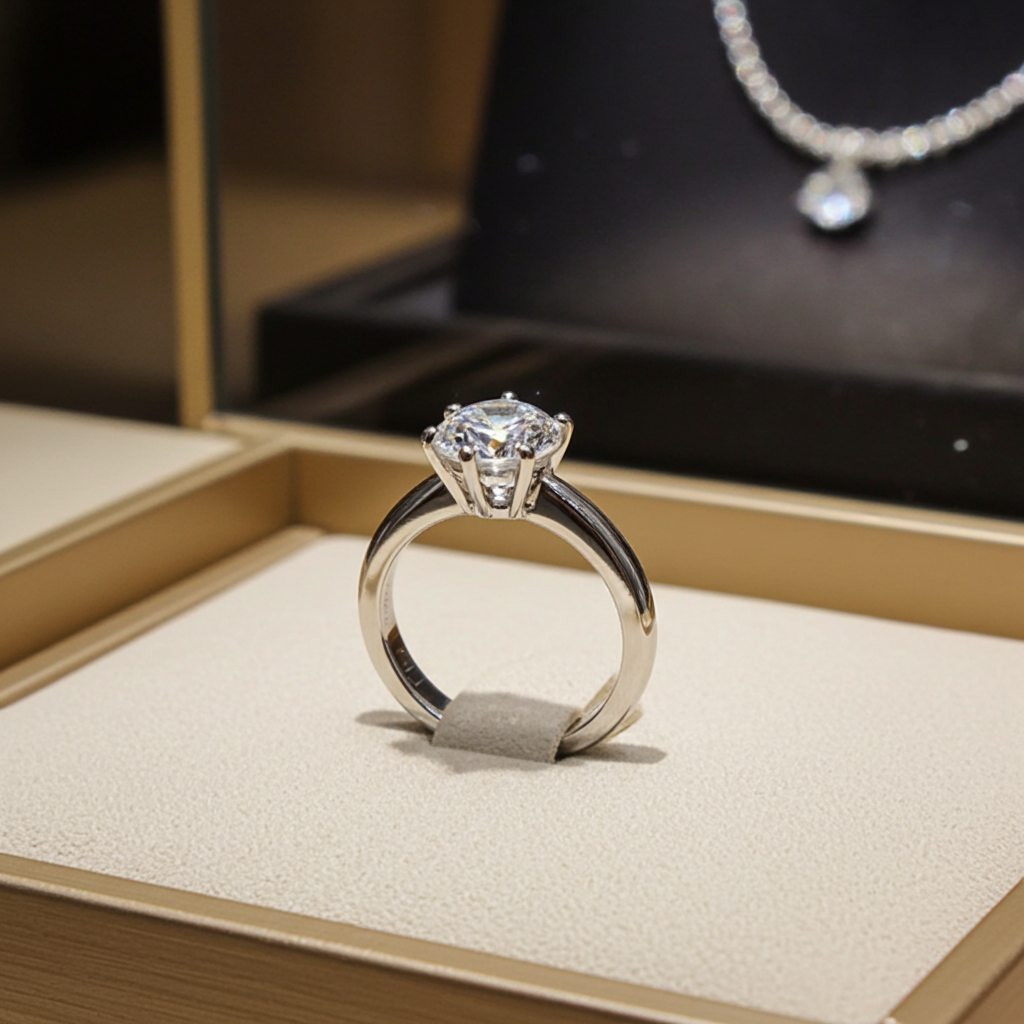 Anello solitario diamante naturale  1.00 ct certificato IGI D IF