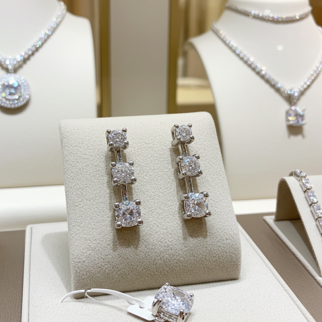 Orecchini punto luce trilogy in oro bianco e diamanti naturali 0.60ct