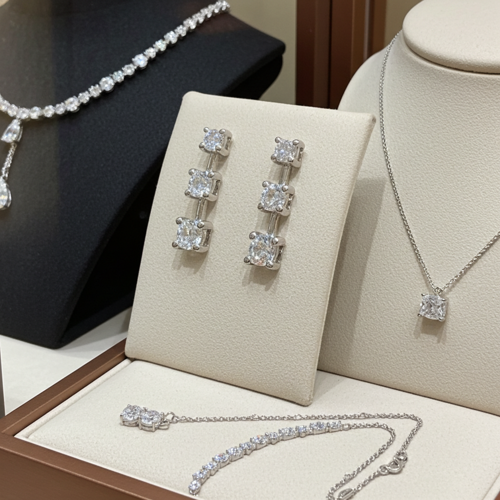 Orecchini punto luce trilogy in oro bianco e diamanti naturali 0.60ct