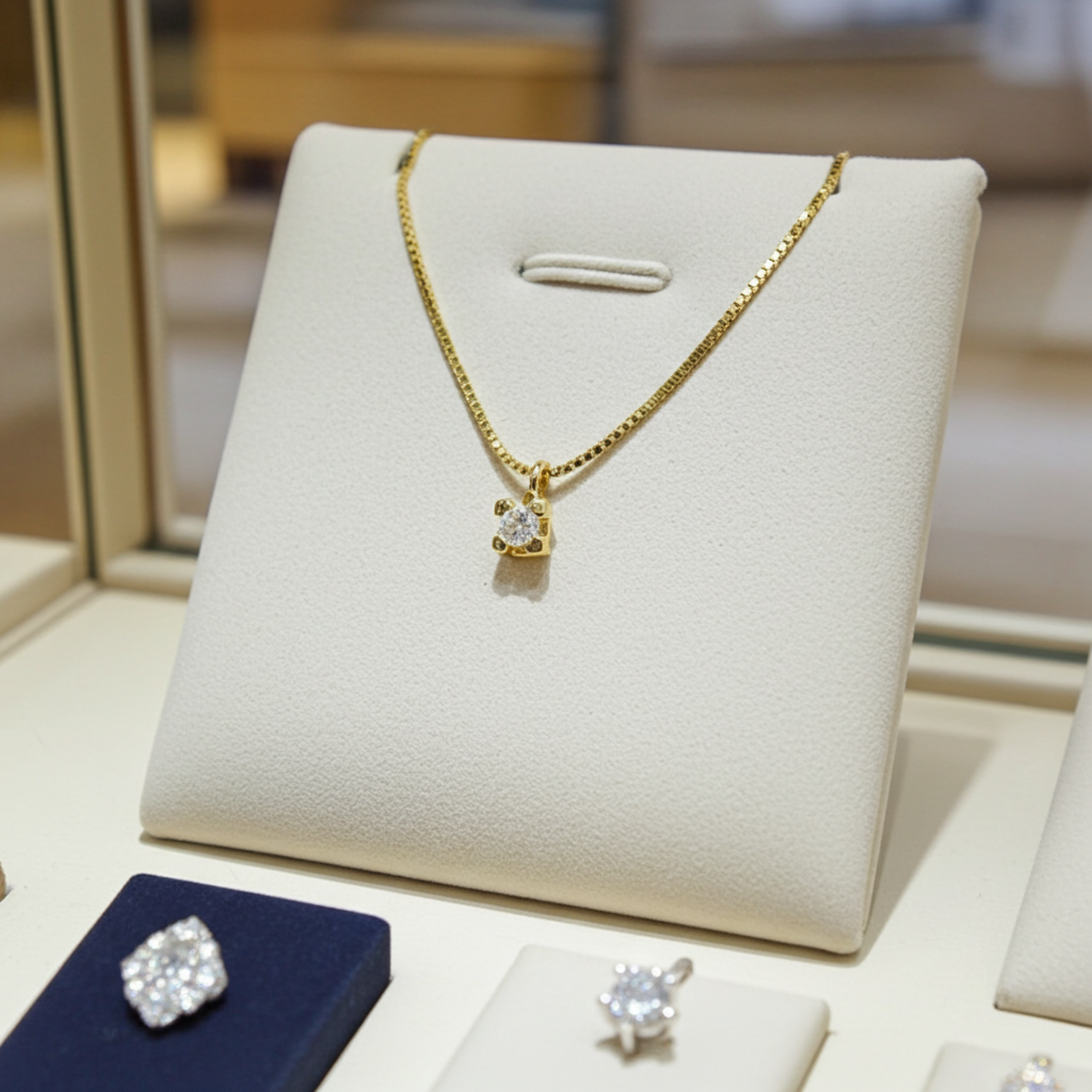 ciondolo punto luce in oro giallo 18k e diamante naturali 0,35 ct