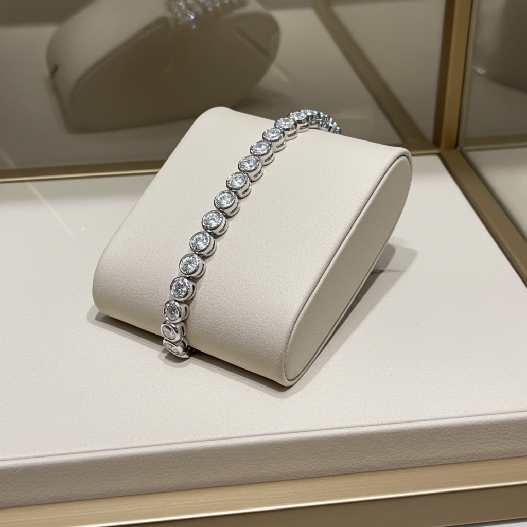 bracciale tennis a cipollina in oro bianco 18k e diamanti naturali 1,5 ct