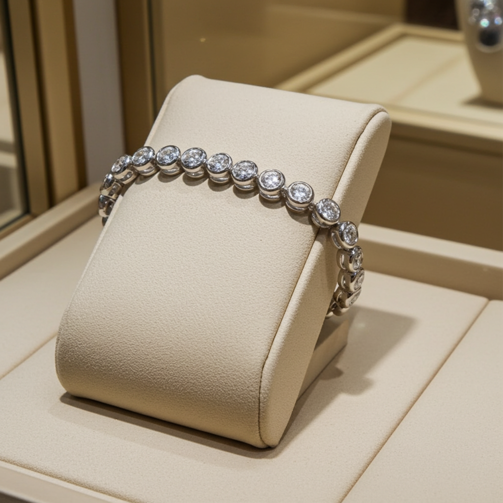 bracciale tennis a cipollina in oro bianco 18k e diamanti naturali 3,80ct