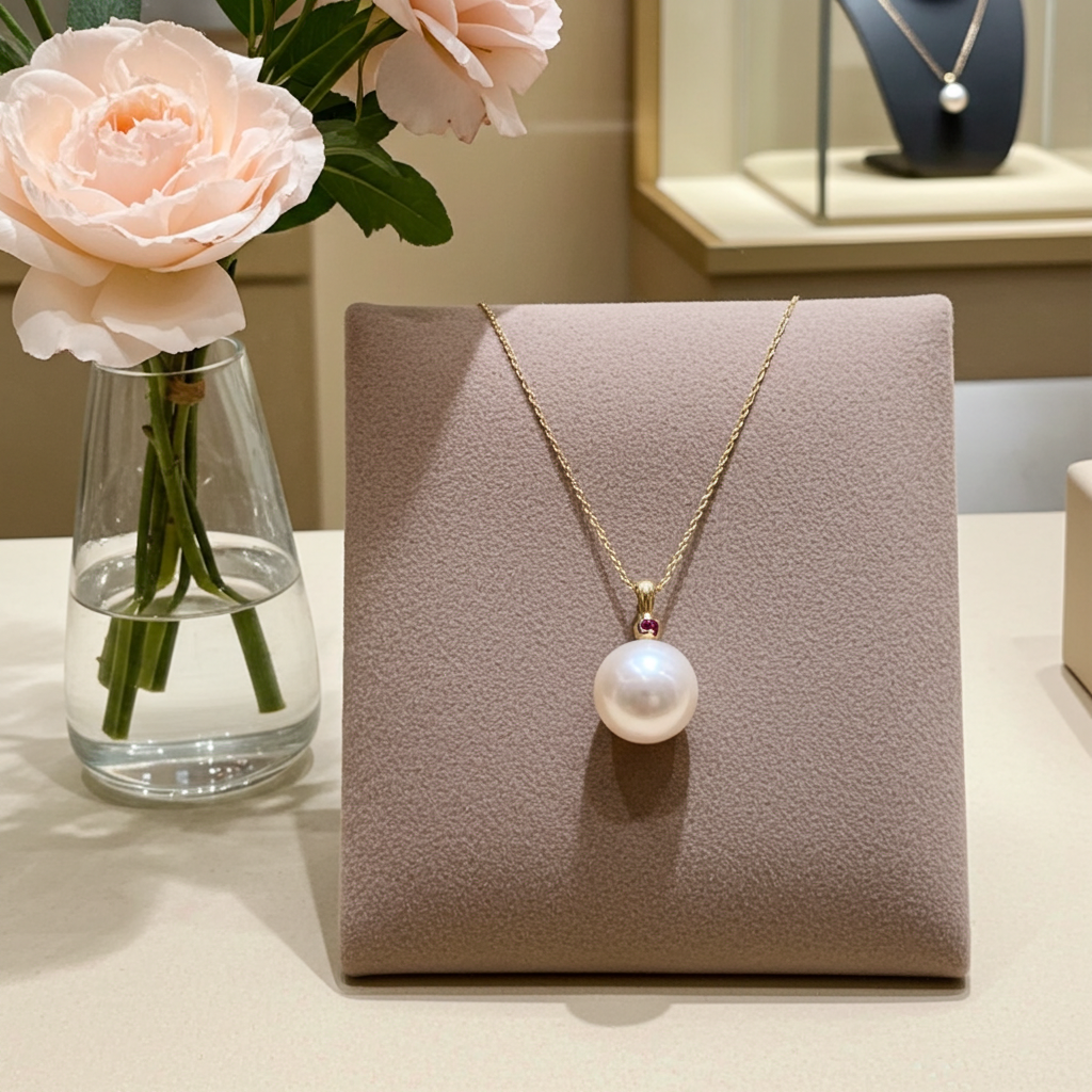 Collana - 18 carati Oro bianco  Diamante Naturale- Akoya 8-8,5 mm