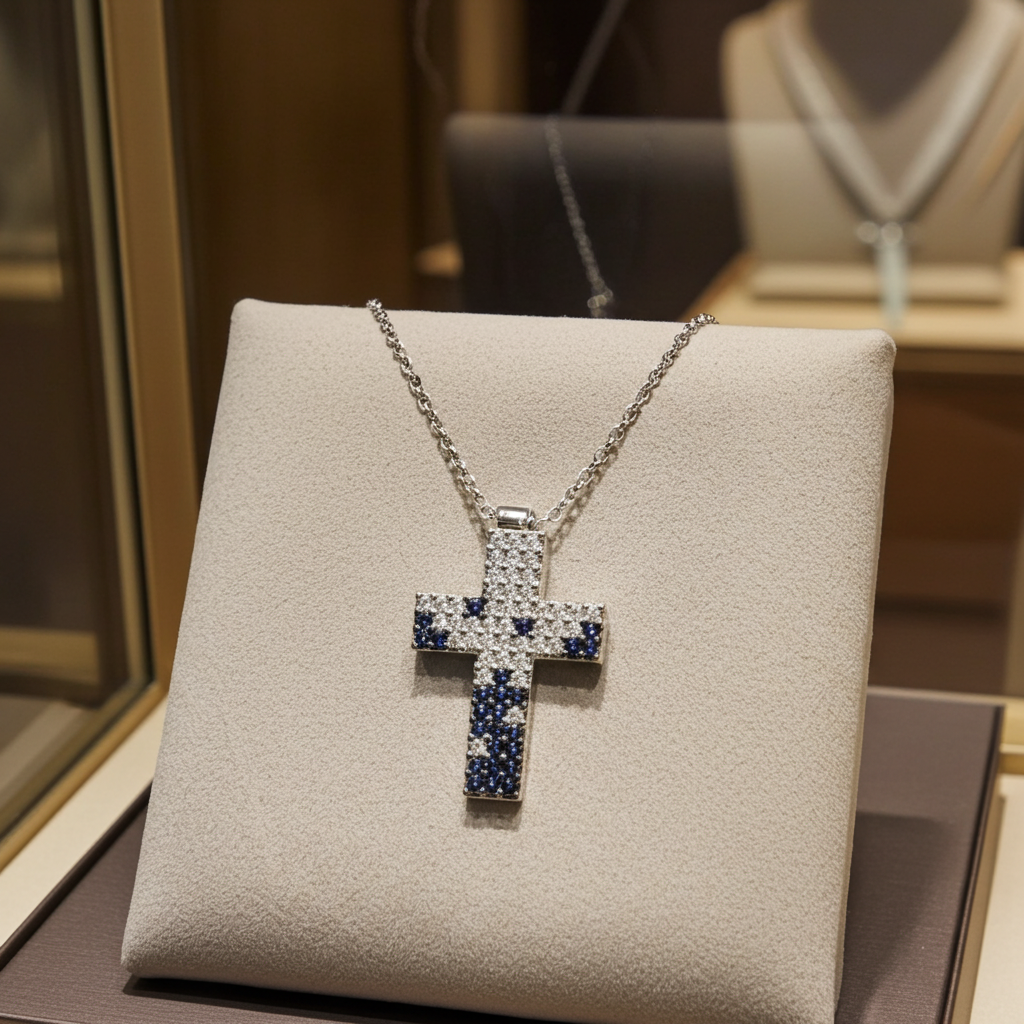 Collana con ciondolo - 18 carati Oro bianco - 2.62ct. Cw. Zaffiro - Diamante