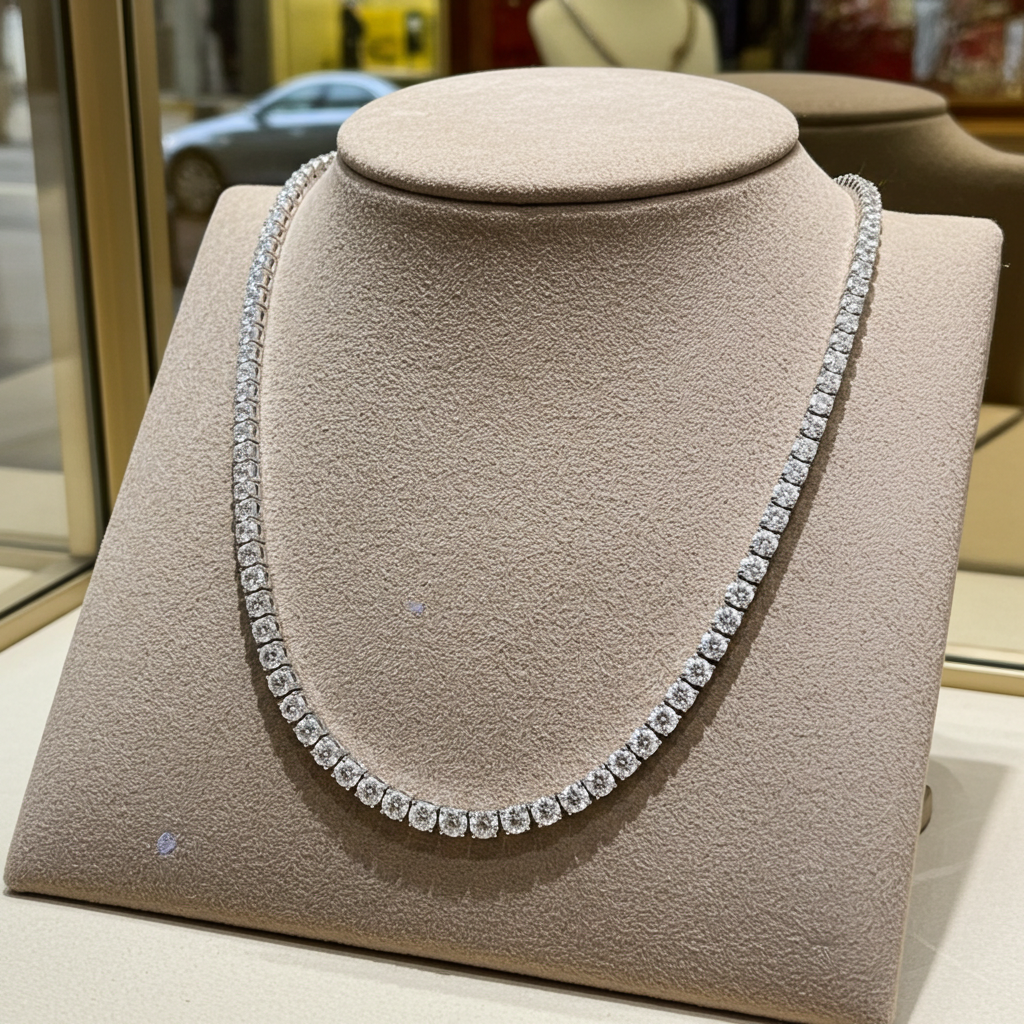 Collana tennis in oro e diamanti naturali 9.90ct certificato IGI