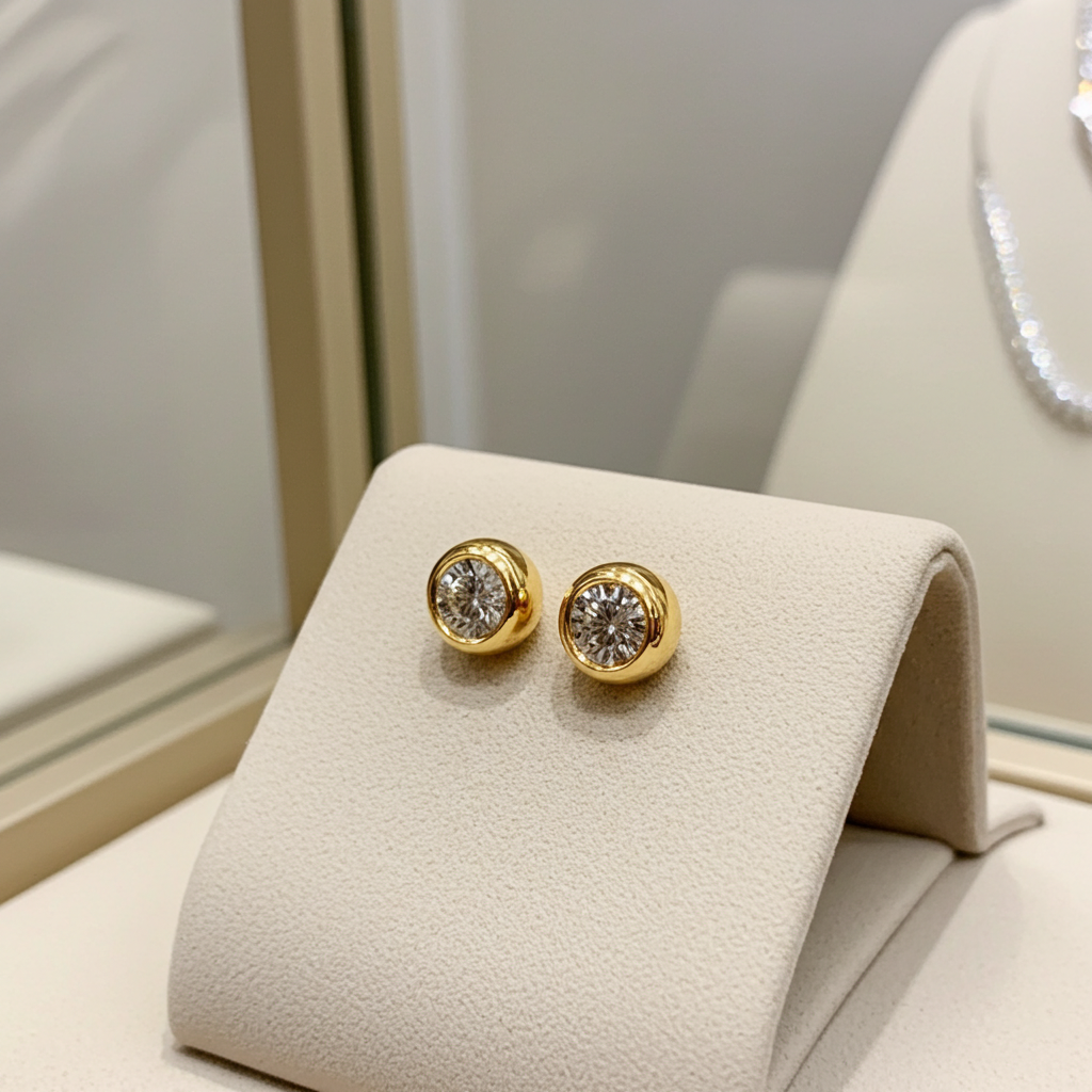 orecchini punto luce a cipolla in oro giallo 18k e 2 diamanti naturali 0,60 ct