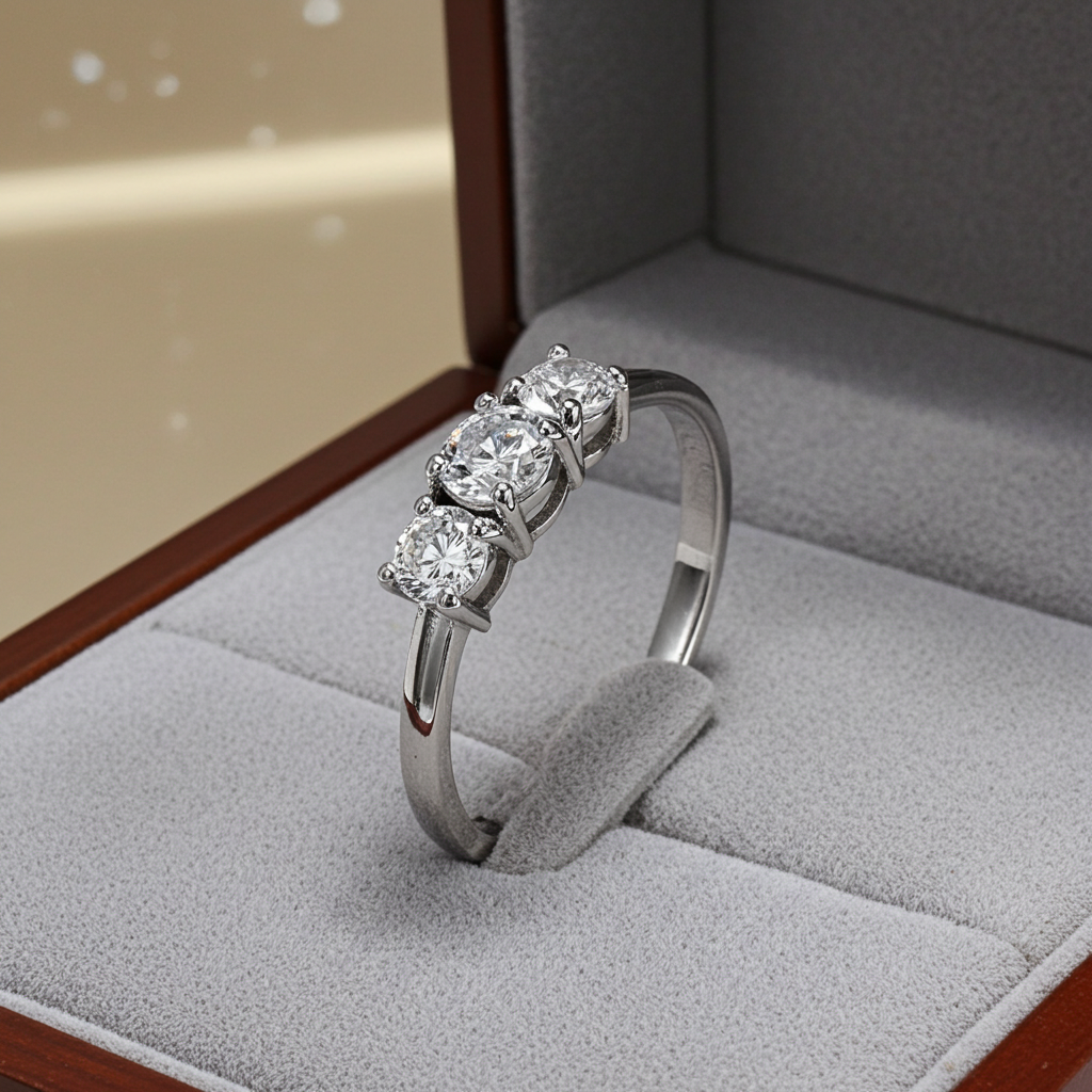 Anello Trilogy- 18 carati Oro bianco - 1.01ct. tw. Diamante (Naturale) - Diamante -D COLOR VVS1