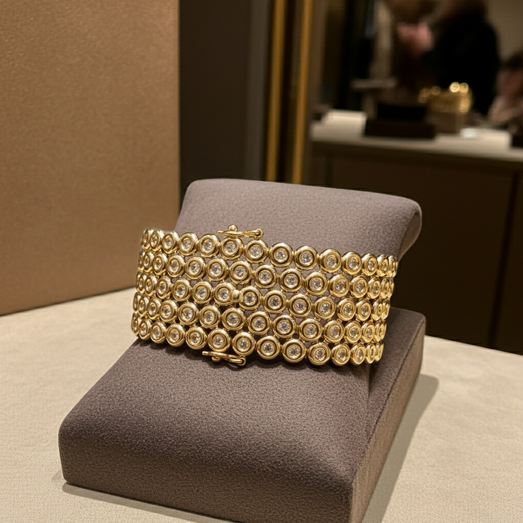 Bracciale tennis in oro giallo e diamanti naturali 25.20 ct