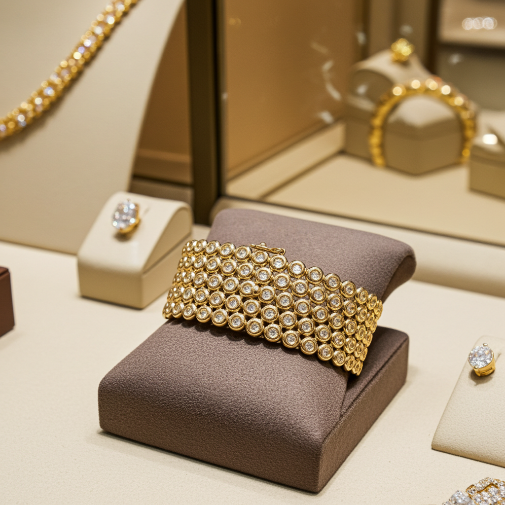 Bracciale tennis in oro giallo e diamanti naturali 25.20 ct