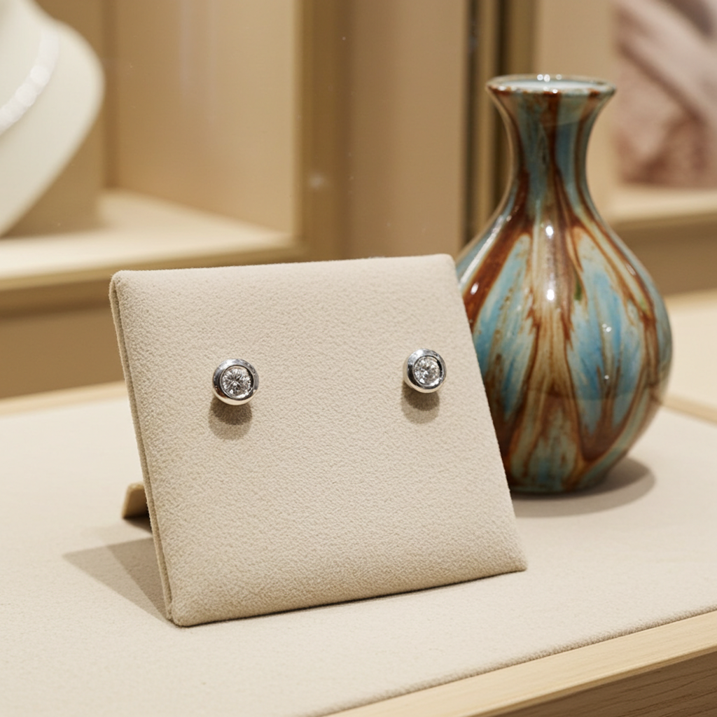 orecchini punto luce a cipollina in oro bianco 18k e 2 diamanti naturali 0,50 ct