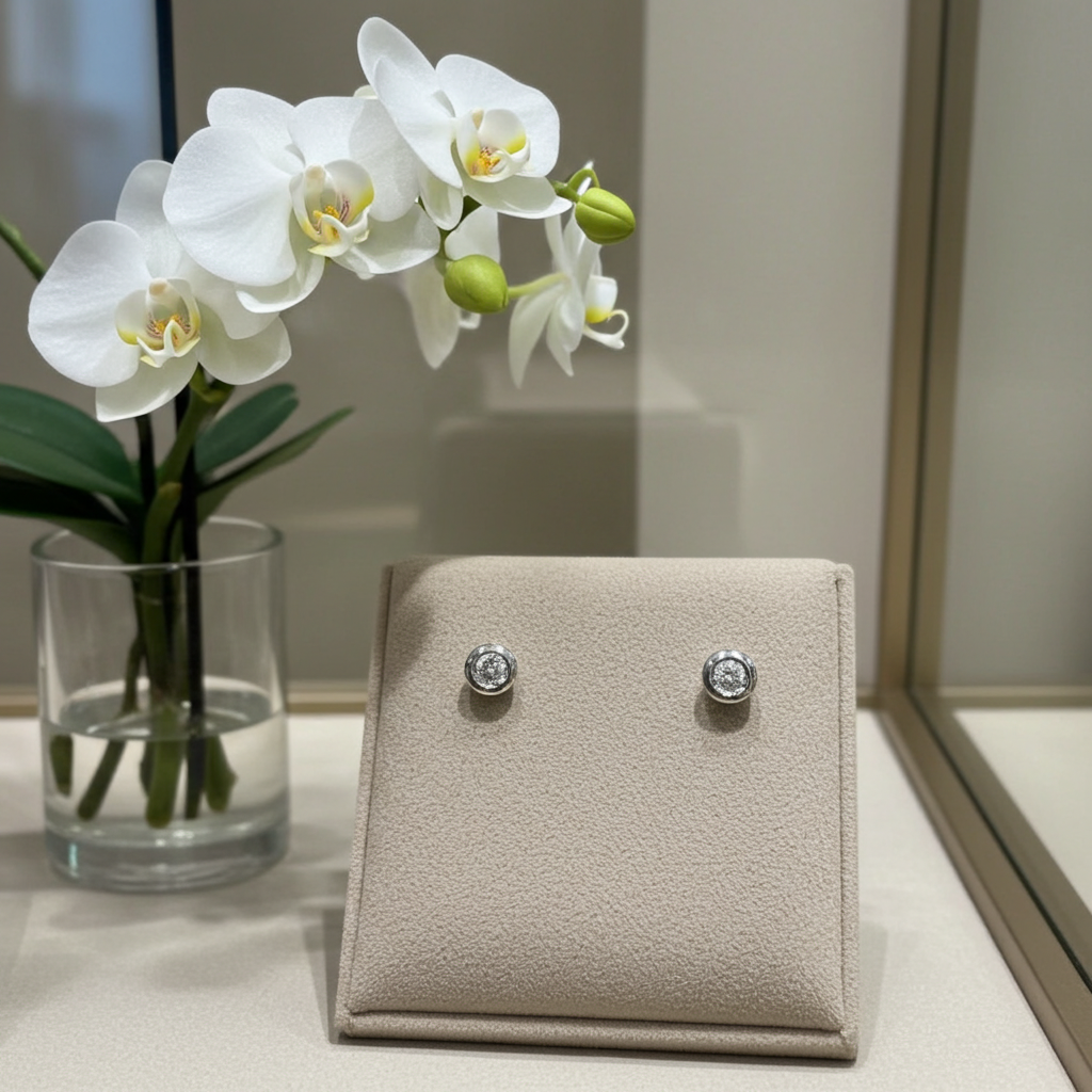 orecchini punto luce a cipollina certificato HRD in oro bianco 18k e 2 diamanti naturali 0,54 ct