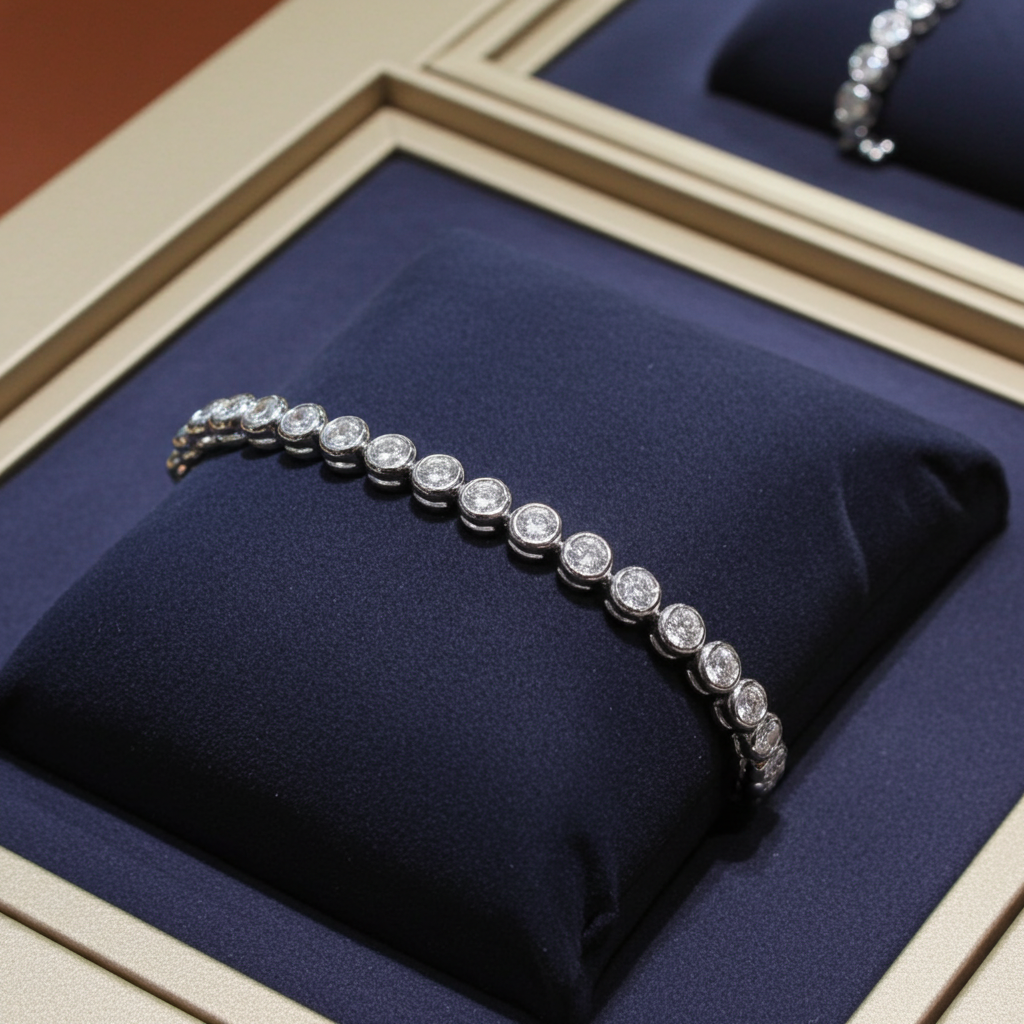 bracciale tennis a cipollina in oro bianco 18k e diamanti naturali 3,80ct