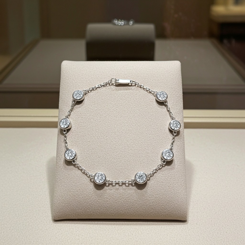 bracciale in oro bianco 18k e 8 diamanti naturali 0,80ct