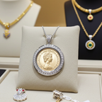 Collana con Ciondolo in oro con sterline 22k e diamanti naturali 1.10ct