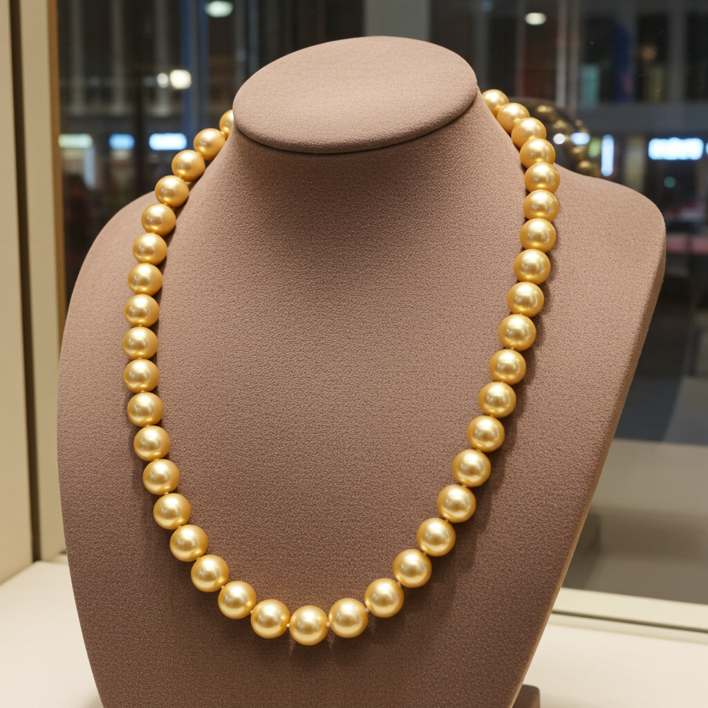 collana con oro giallo 18k e 1 fila di perla naturale australiane  38 cm