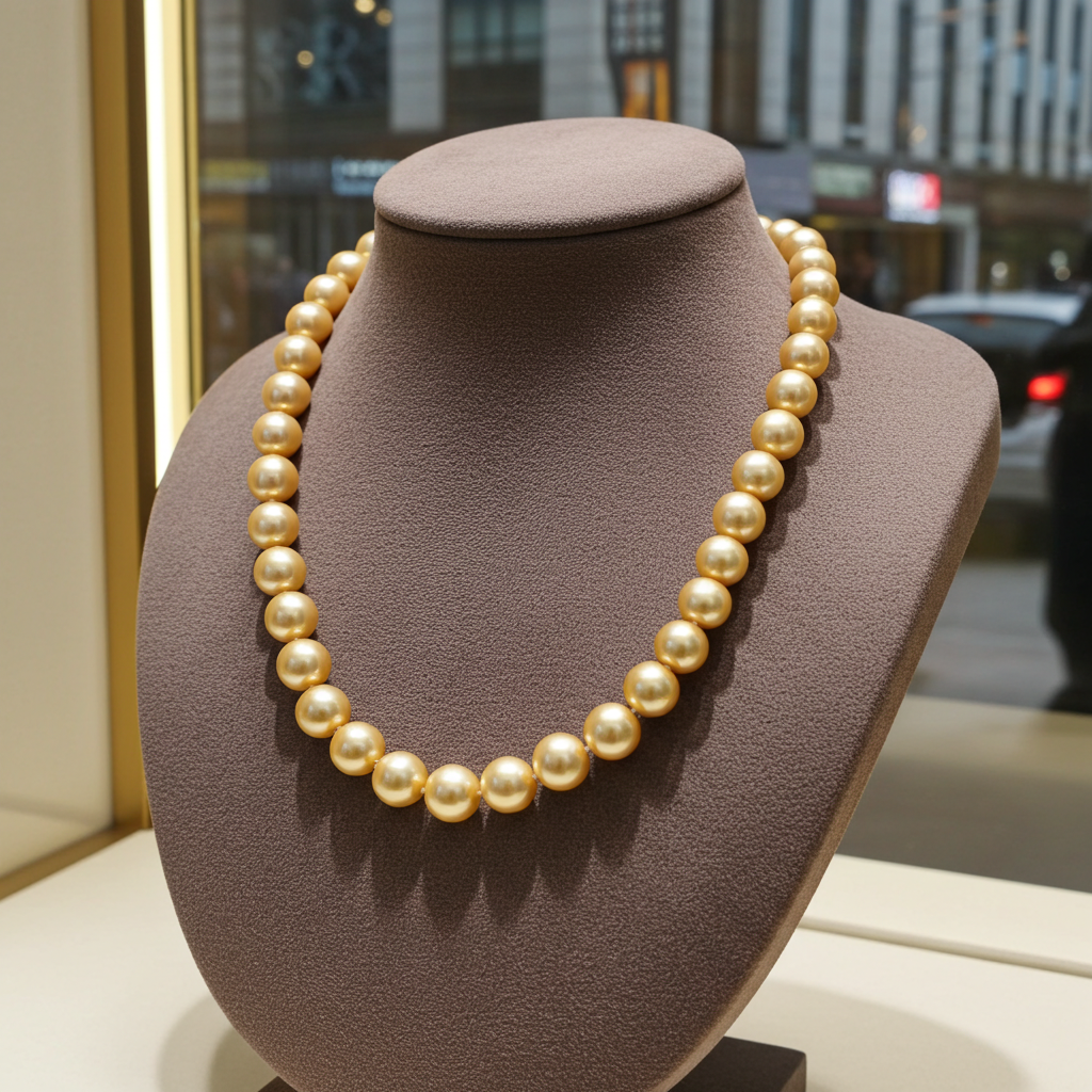 collana con oro giallo 18k e 1 fila di perla naturale australiane  38 cm