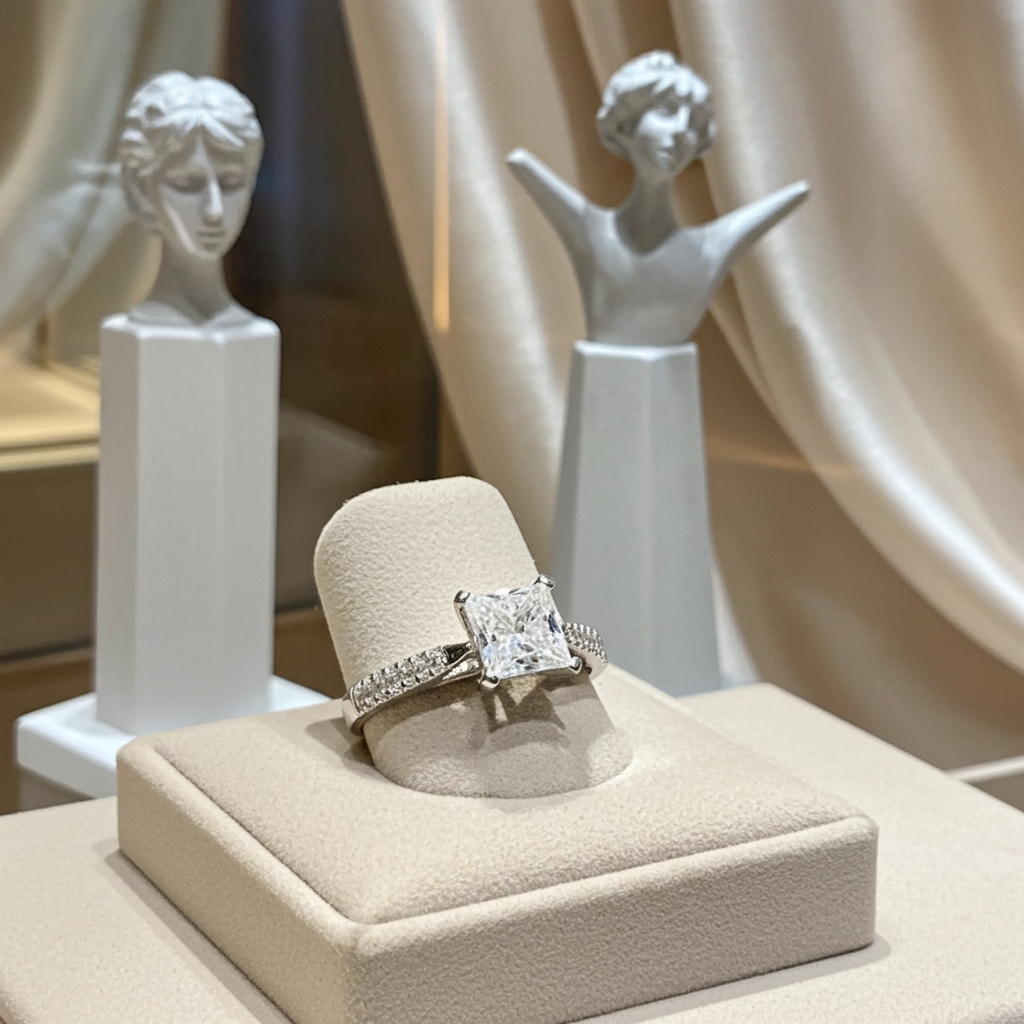 Anello fidanzamento in oro bianco 18k e diamanti naturali certificato igi 1.25ct