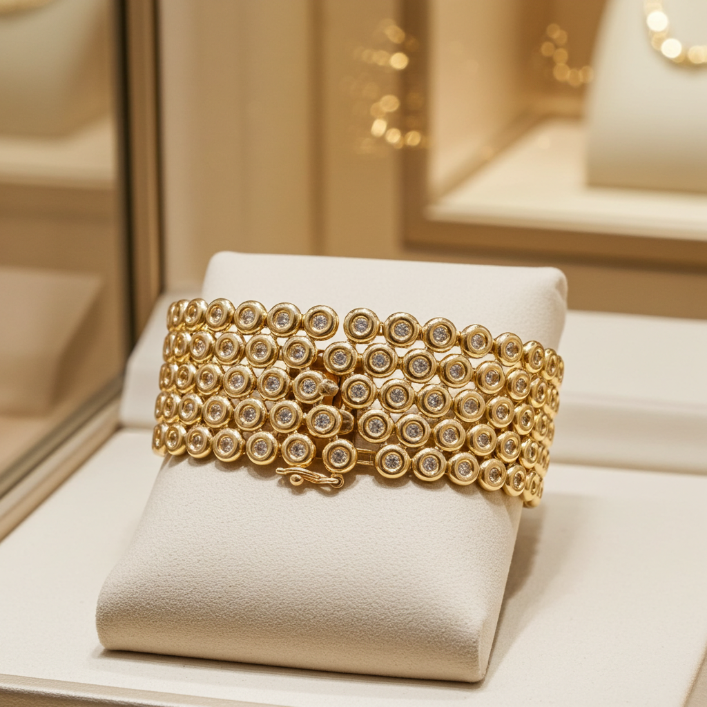 Bracciale tennis in oro giallo e diamanti naturali 25.20 ct