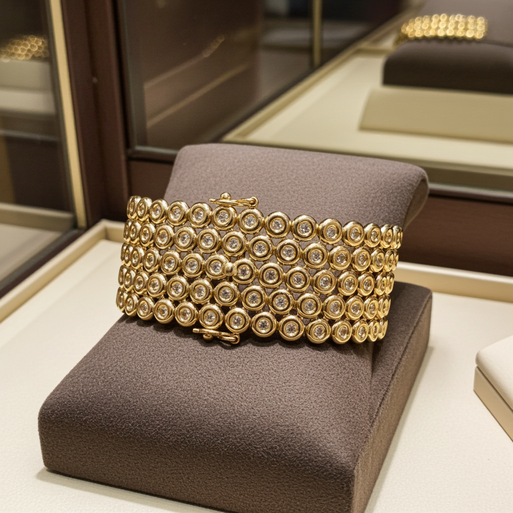 Bracciale tennis in oro giallo e diamanti naturali 25.20 ct