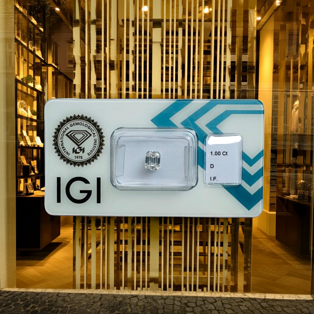 diamanti naturali certificato IGI taglio smeraldo 1.00ct D IF