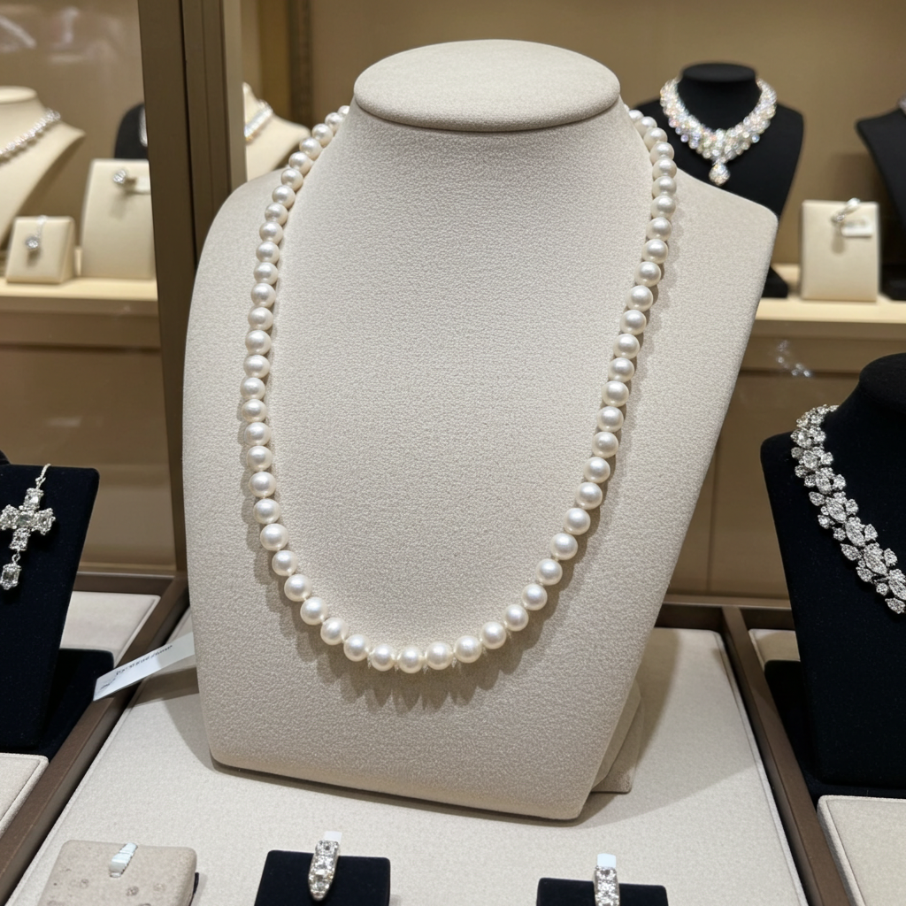 Collana in oro giallo 18k e perle naturale akoya