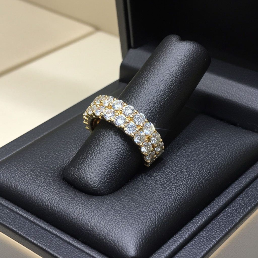 Anello veretta in oro giallo 18k e diamanti naturali 3.60ct