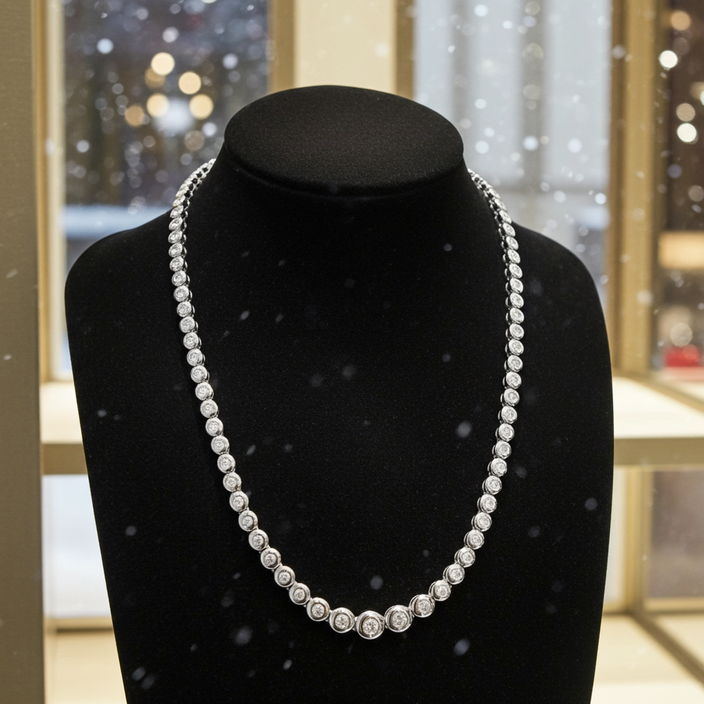 Collana collier tennis a cipollina in oro e diamanti naturali 6.40ct