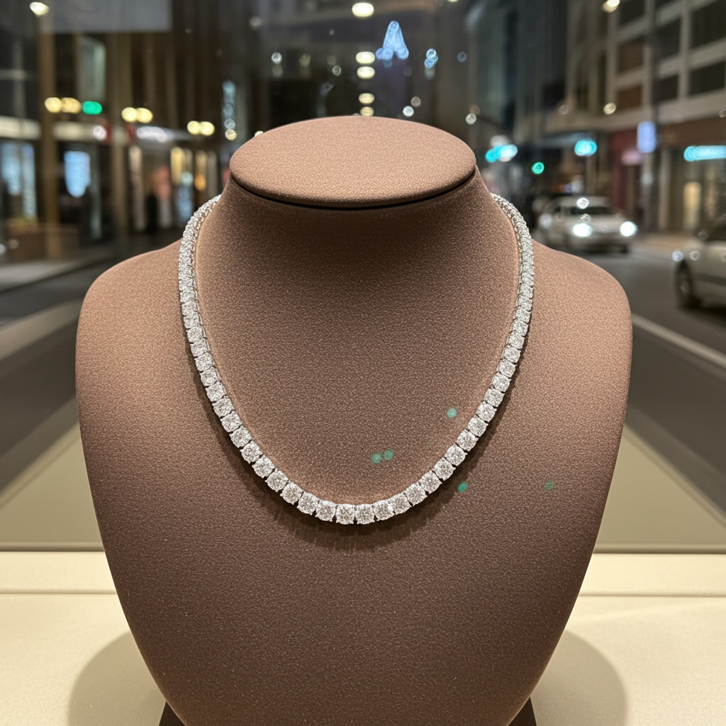 Collana tennis in oro bianco e diamanti naturali 43 ct