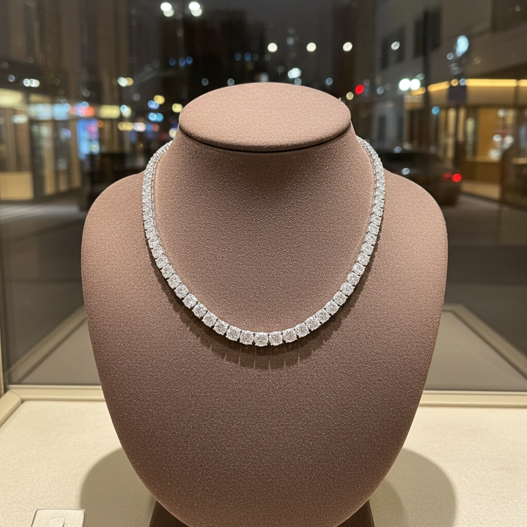 Collana tennis in oro bianco e diamanti naturali 43 ct