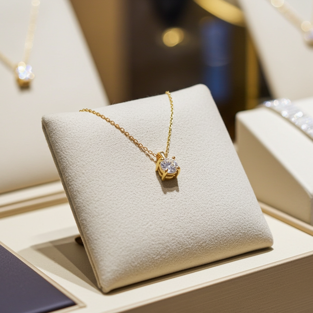 ciondolo punto luce  in oro giallo 18k e diamante naturale 0,50 ct