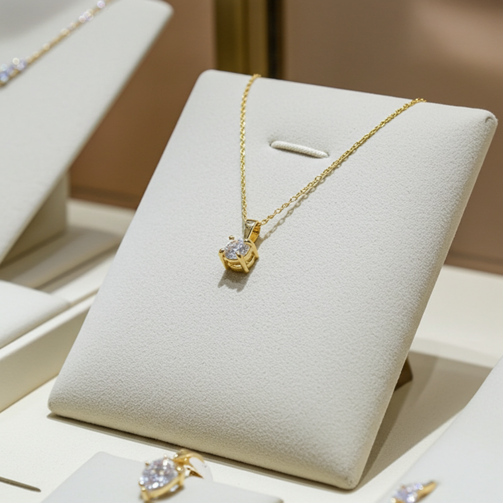 ciondolo  punto  luce in oro giallo 18k e diamante naturale 0,25 ct