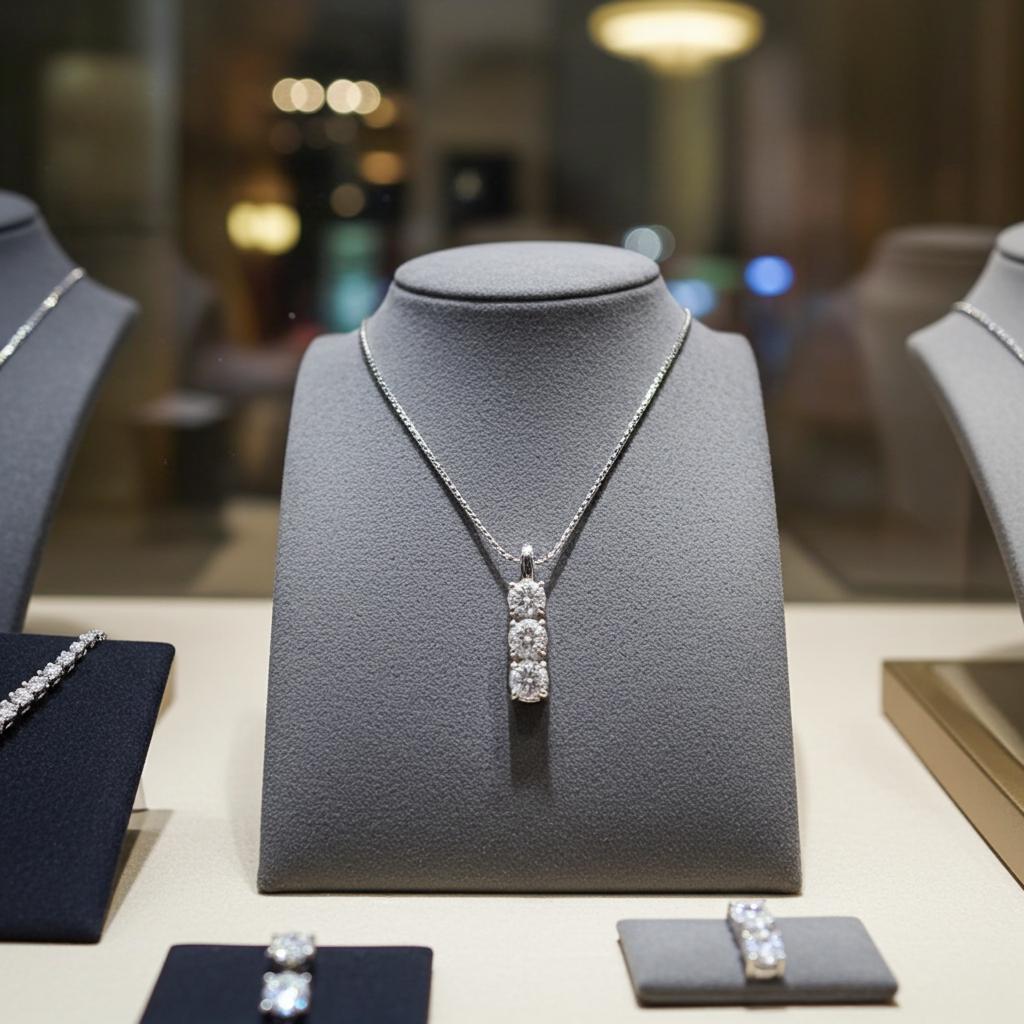 Collana con pendente Trilogy piccolo a scalare con diamanti carati 0.30 ct