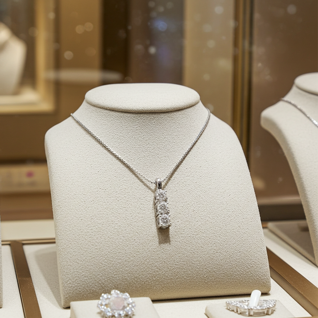 Collana con pendente trilogy con 0.75ct Diamanti Naturali  in oro bianco 18kt