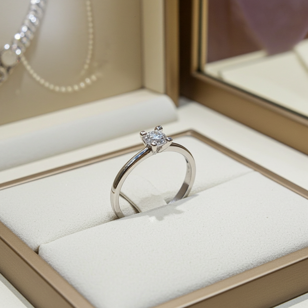 Anello solitario diamante naturale  0.50ct certificato IGI D IF