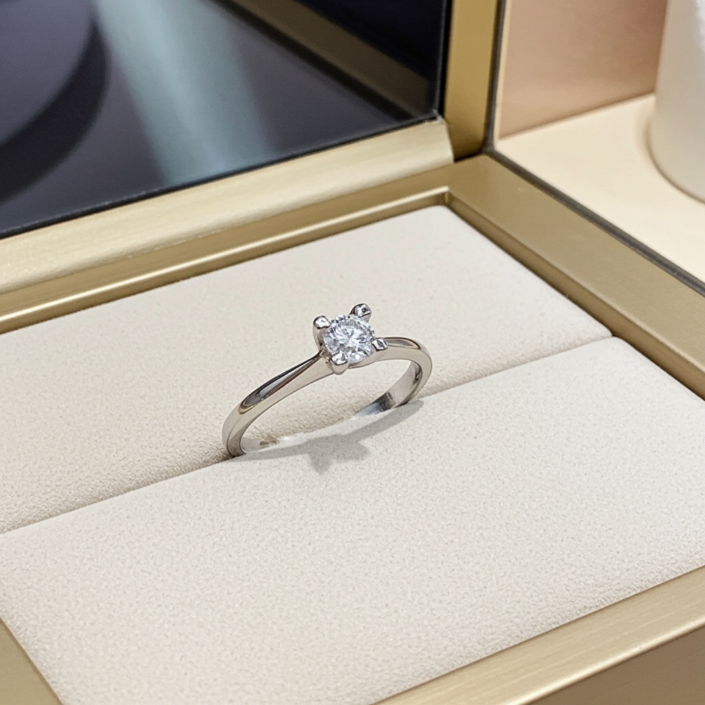 Anello solitario diamante naturale  0.50ct certificato IGI D IF