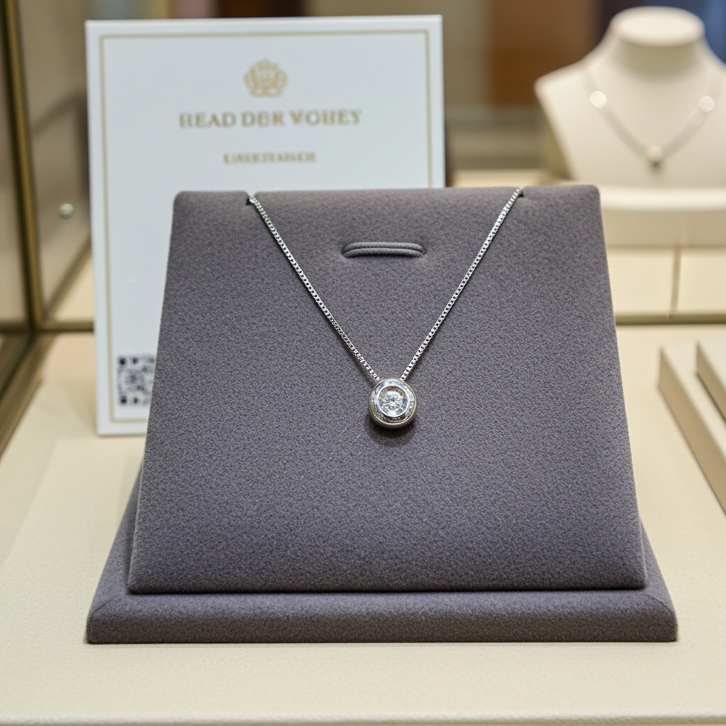 ciondolo punto luce quadrato  in oro bianco e diamanti naturale  0,25 ct