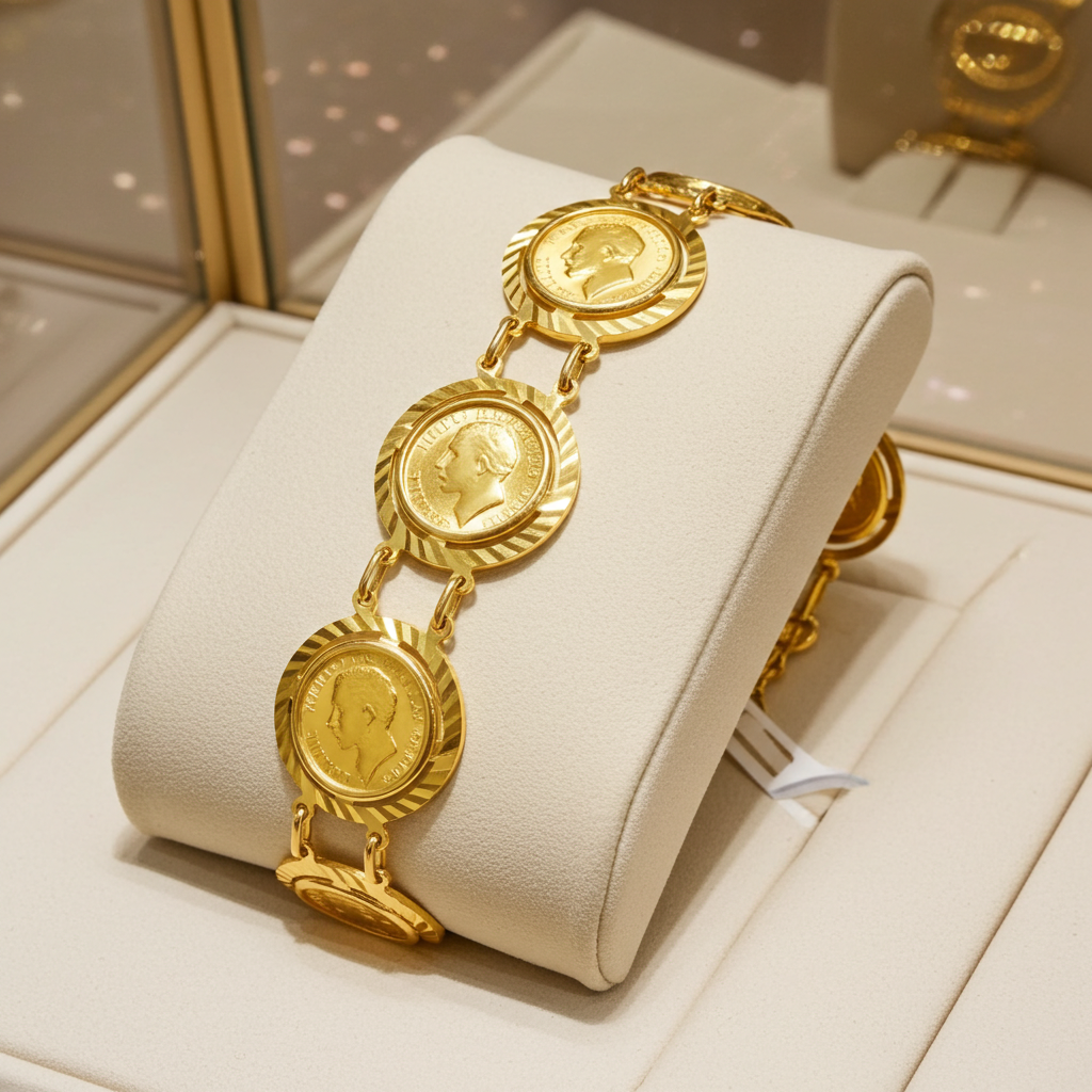 Bracciale Sterline in oro 22k con  5 sterline oro 22k