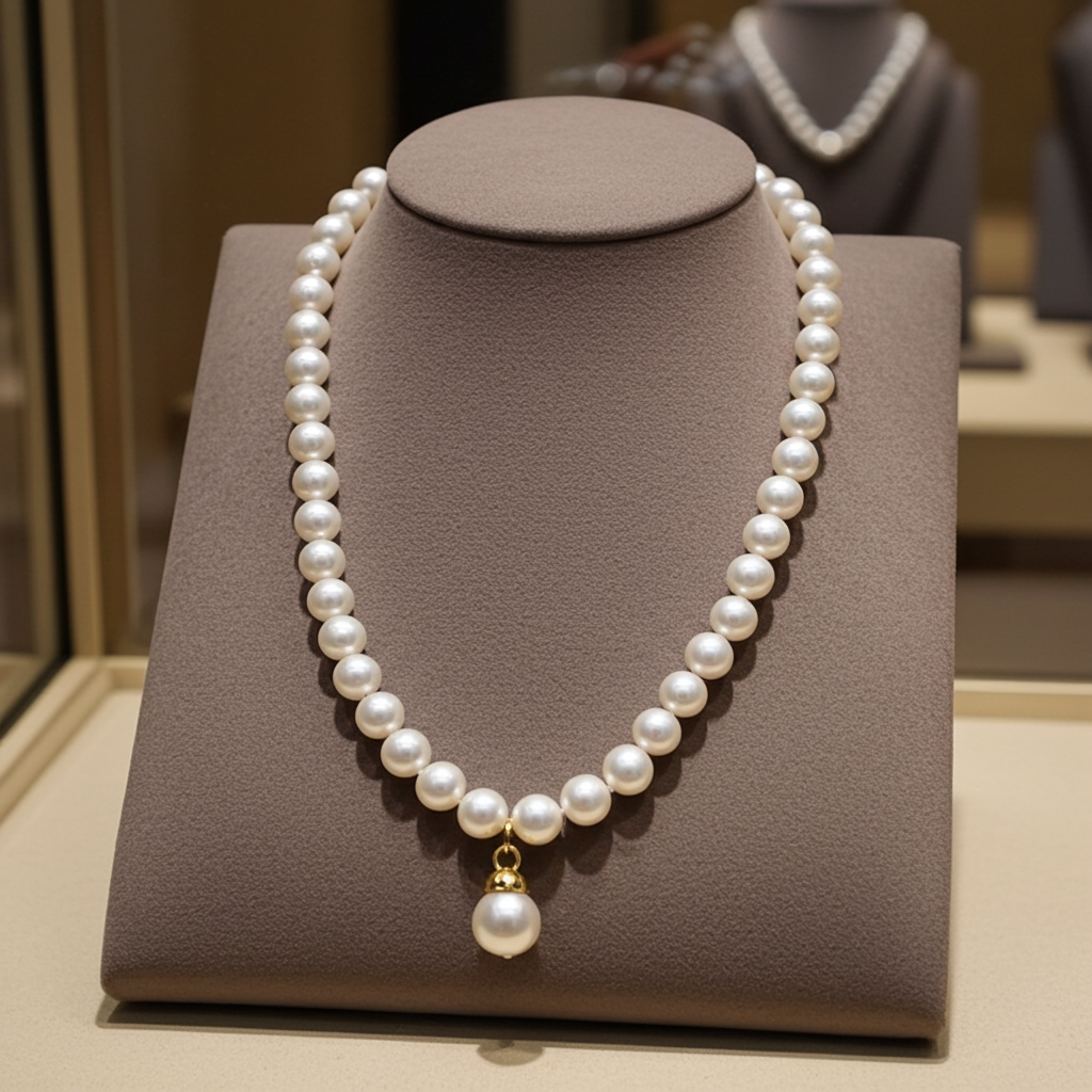 Collana in oro giallo 18k e perle naturale akoya