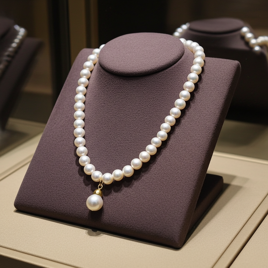 Collana in oro giallo 18k e perle naturale akoya