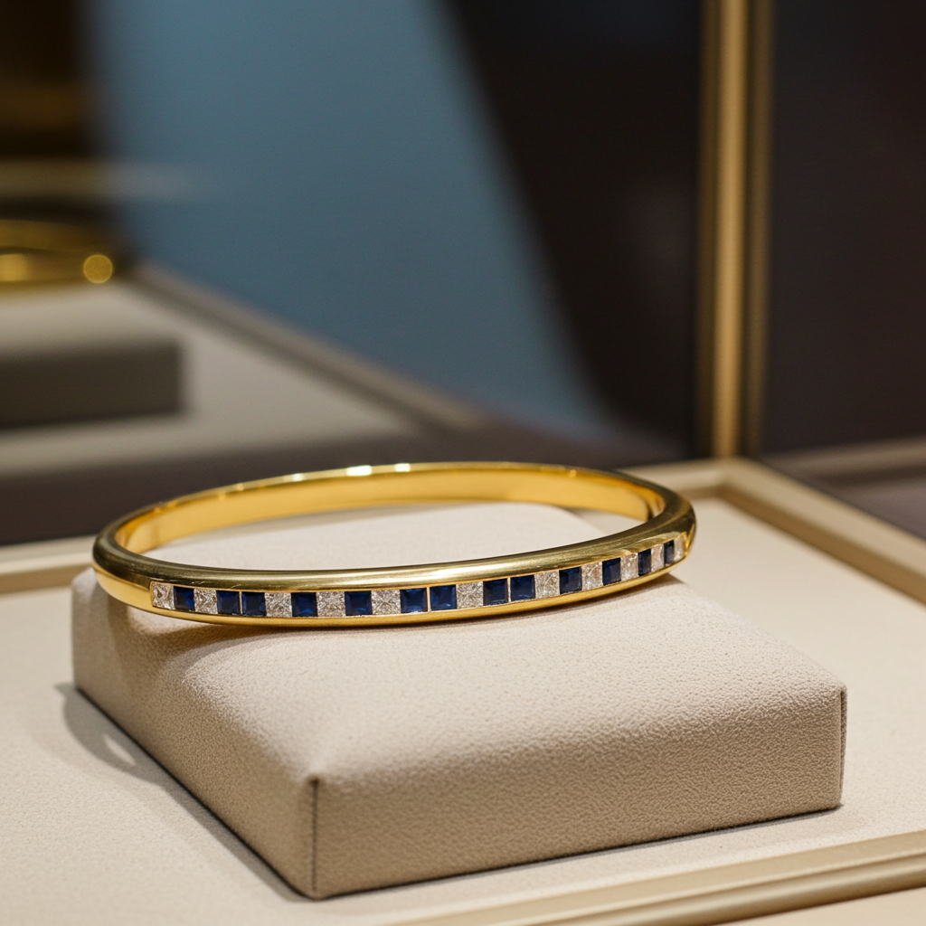 Bracciale - 18 carati Oro giallo,  con diamanti e zaffiri naturali