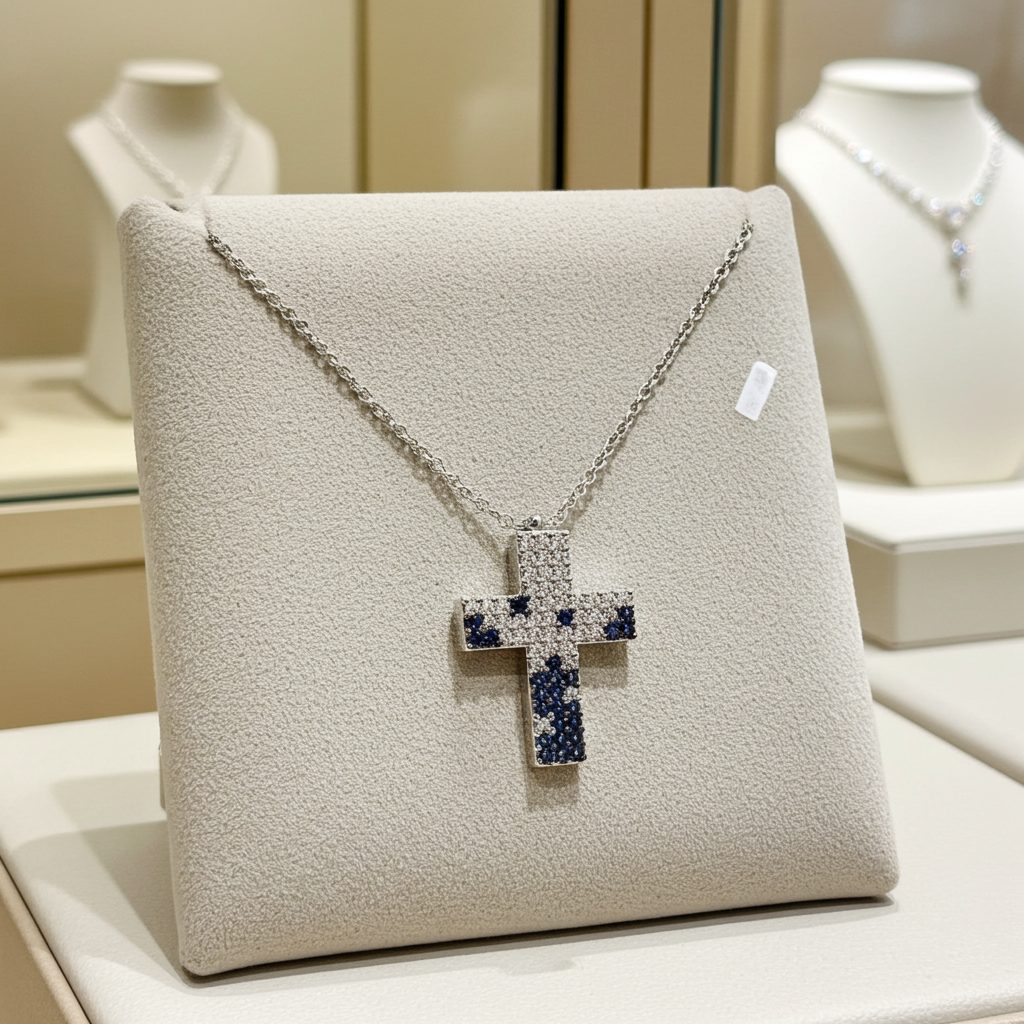 Collana con ciondolo - 18 carati Oro bianco - 2.62ct. Cw. Zaffiro - Diamante