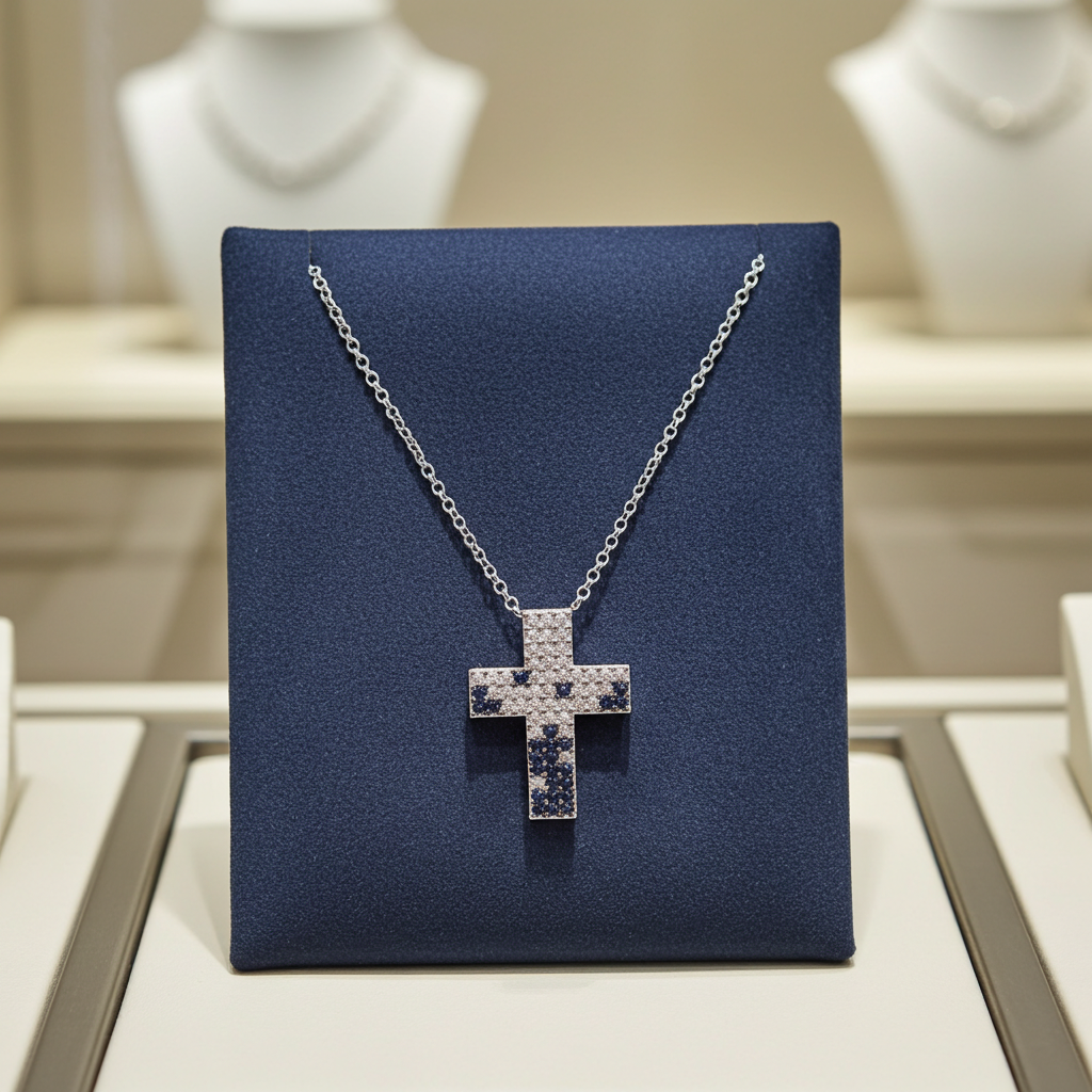 Collana con ciondolo - 18 carati Oro bianco - 2.62ct. Cw. Zaffiro - Diamante