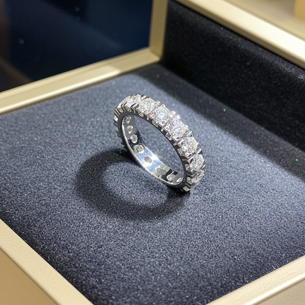 anello veretta in oro bianco 18k con diamanti naturali 1,45 ct