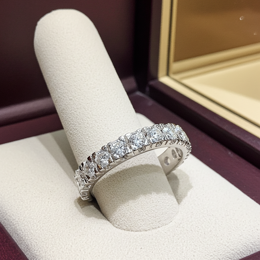 anello veretta in oro bianco 18k con diamanti naturali 1,45 ct